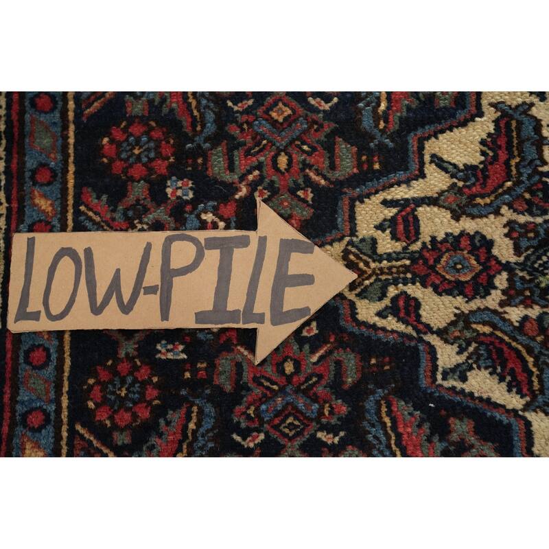 Hand Knotted Oriental 100% Wool Carpet Traditional Floral Navy Blue & Blues Bibikabad Area Rug - 4' 9'' X 3' 7''