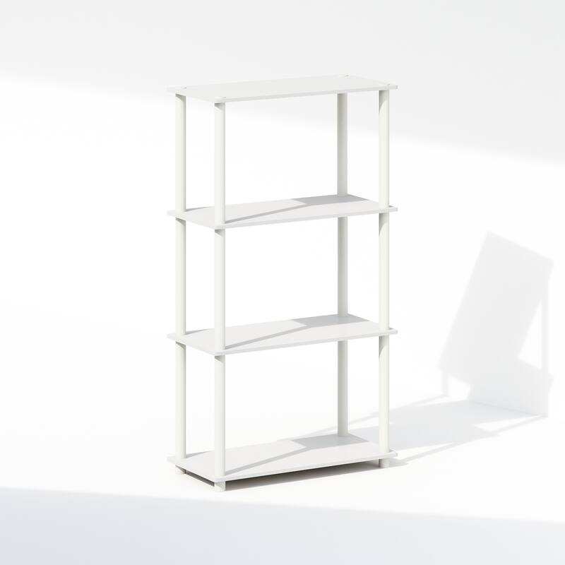 Furinno Turn-N-Tube 4-Tier Multipurpose Shelf Display Rack, Shelving Unit, Bookcase, White/White - White/White