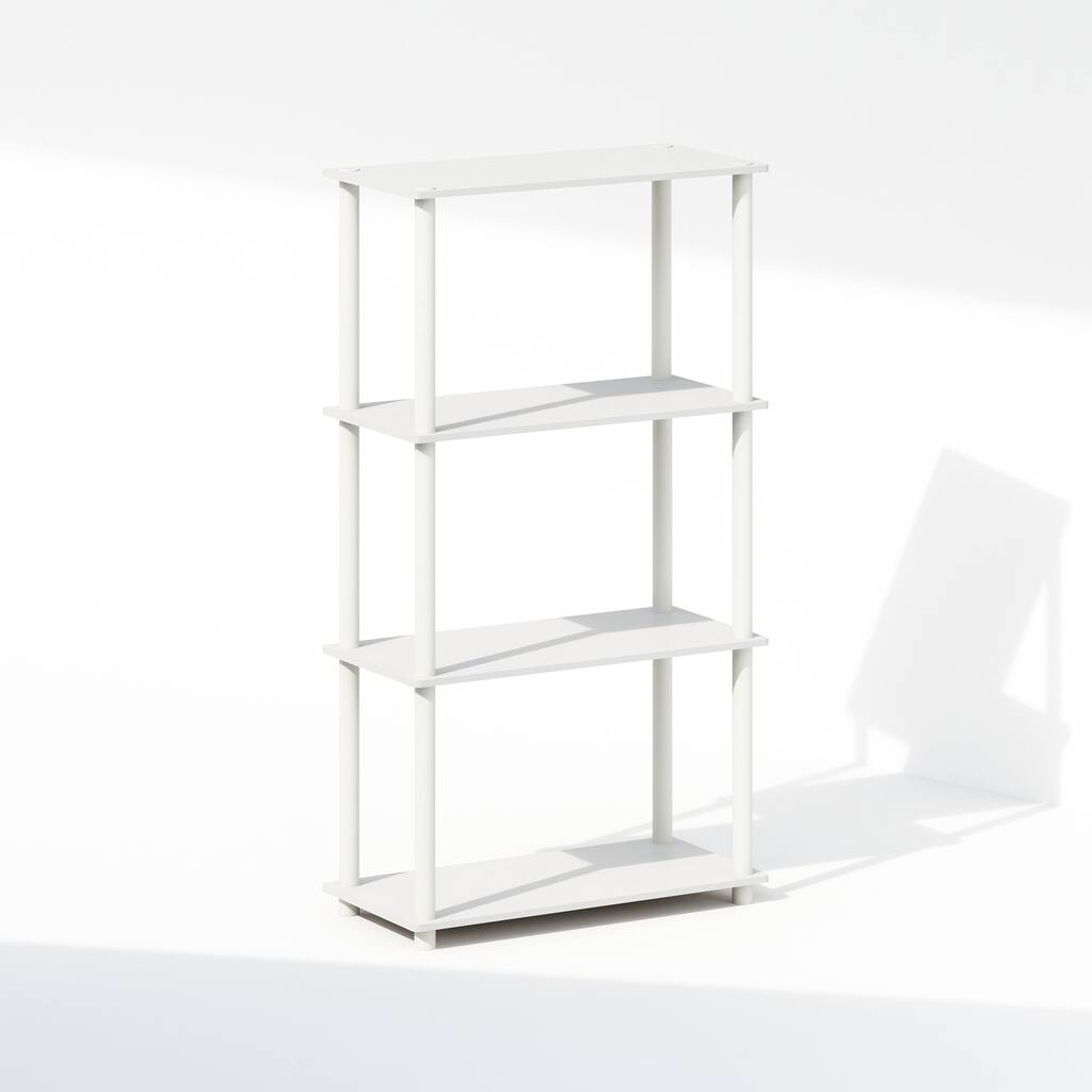 Furinno Turn-N-Tube 4-Tier Multipurpose Shelf Display Rack, Shelving Unit, Bookcase, White/White