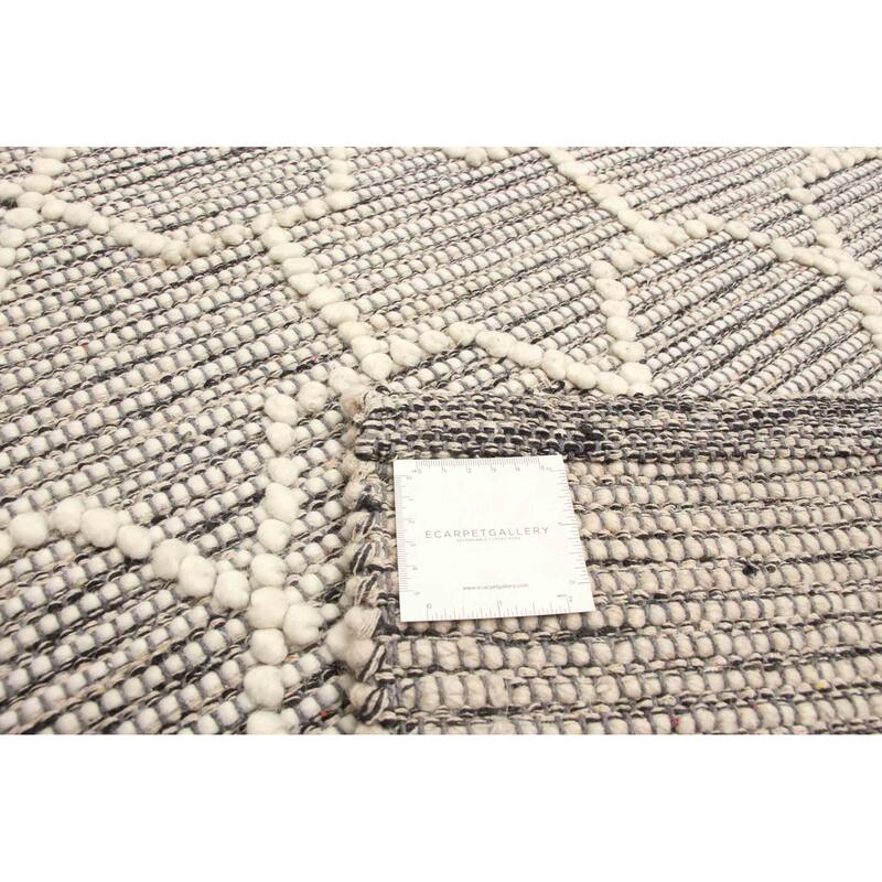 ECARPETGALLERY Braid weave Sienna Grey Wool Rug - 4'11 x 7'8