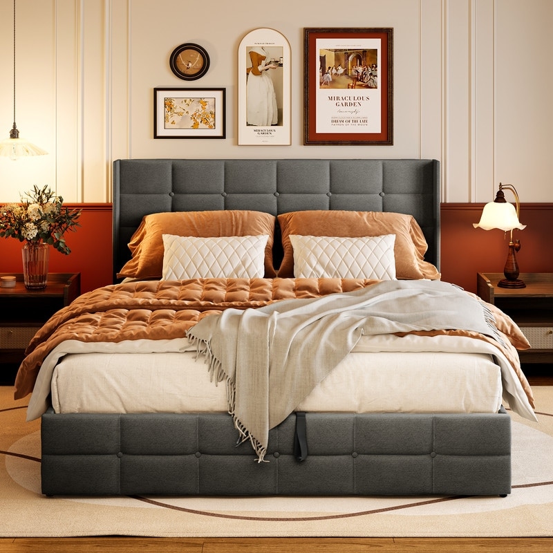 Lift Up Storage Bed Frame with Hydraulic System