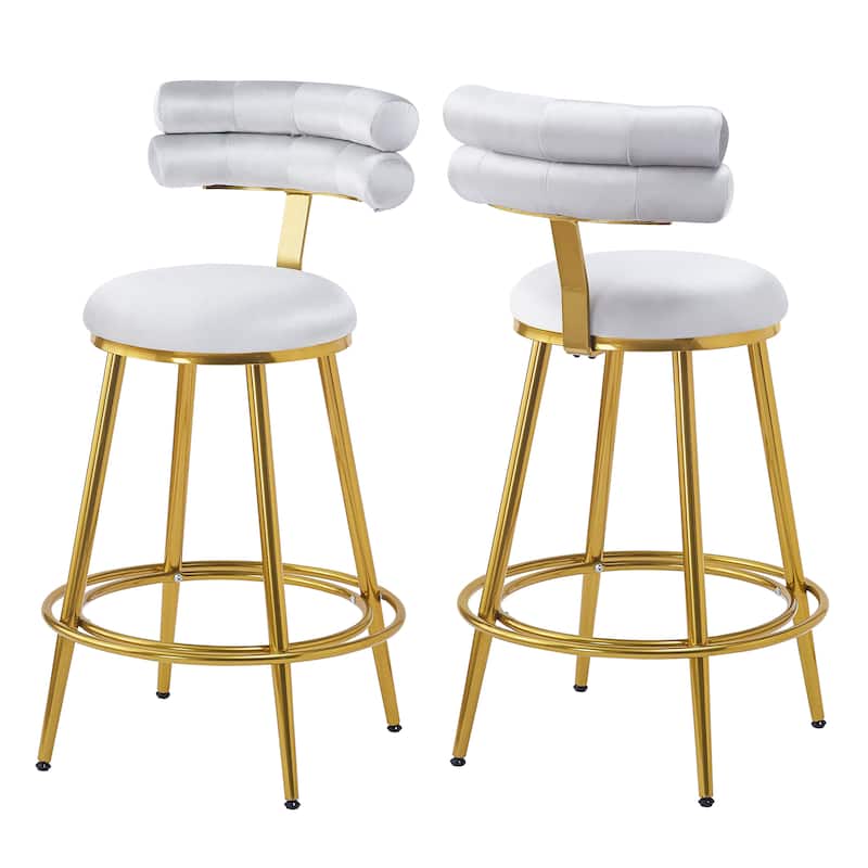 Christopher Knight Home - Oliver velvet 27.65-Inch Counter Stool with Iron Frame, Set of 2