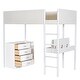 preview thumbnail 86 of 93, Teddy Fleece Loft Bed with Foldable Study Table, 4 Storage Drawers and Shelves Wood High LoftBed Frame for Bedroom