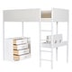 preview thumbnail 7 of 46, Teddy Fleece Twin Size Loft Bed Wood Bed w/ Storage Shelves, Drawers & Desk