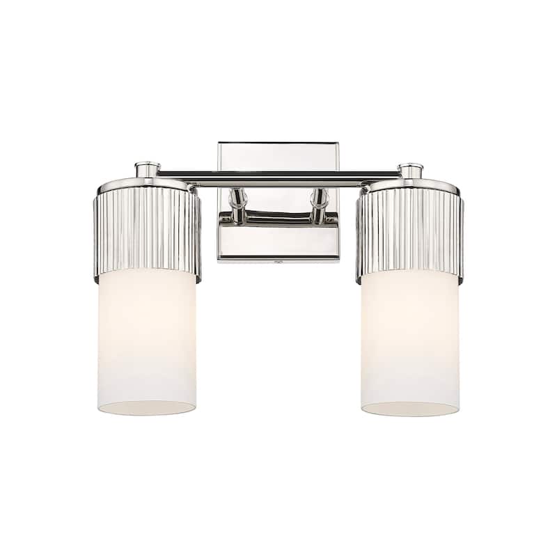 Innovations Lighting 428-2W-10-14 Bolivar Vanity Bolivar 2 Light 14" - Polished Nickel / Matte White