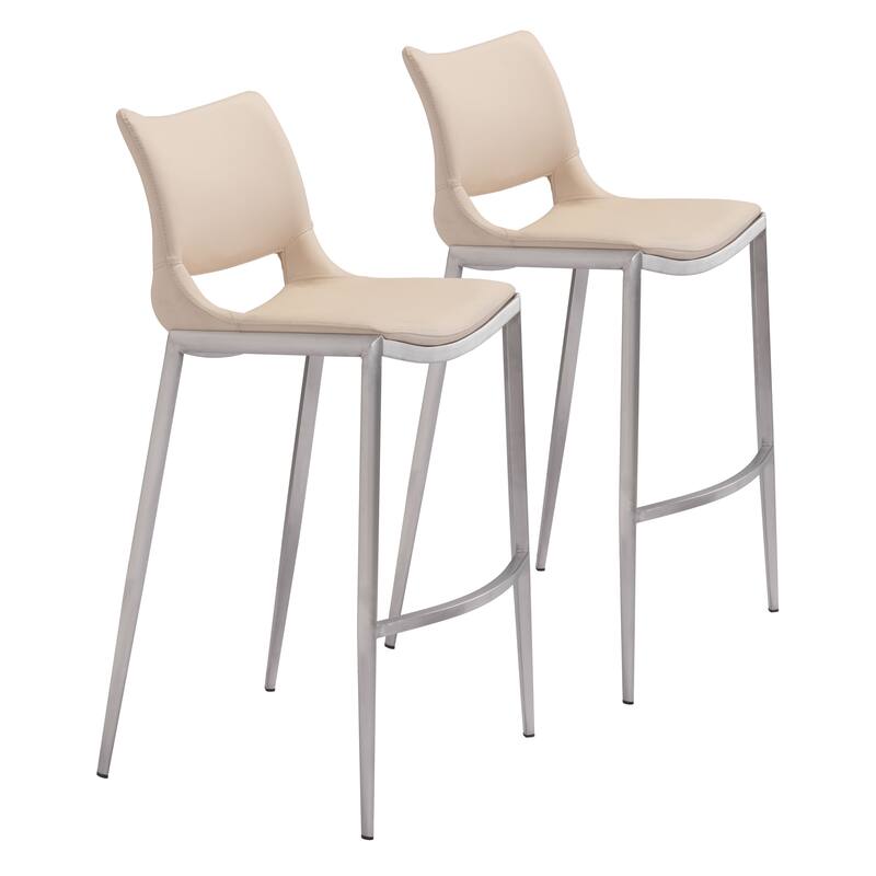 Barstool (Set of 2) - 20.9" W x 21.7" D x 40.9" H - Light Pink, Silver