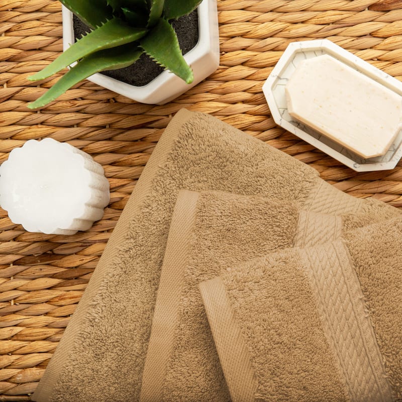 Superior Marche Egyptian Cotton Pile 3 Piece Towel Set - Toast