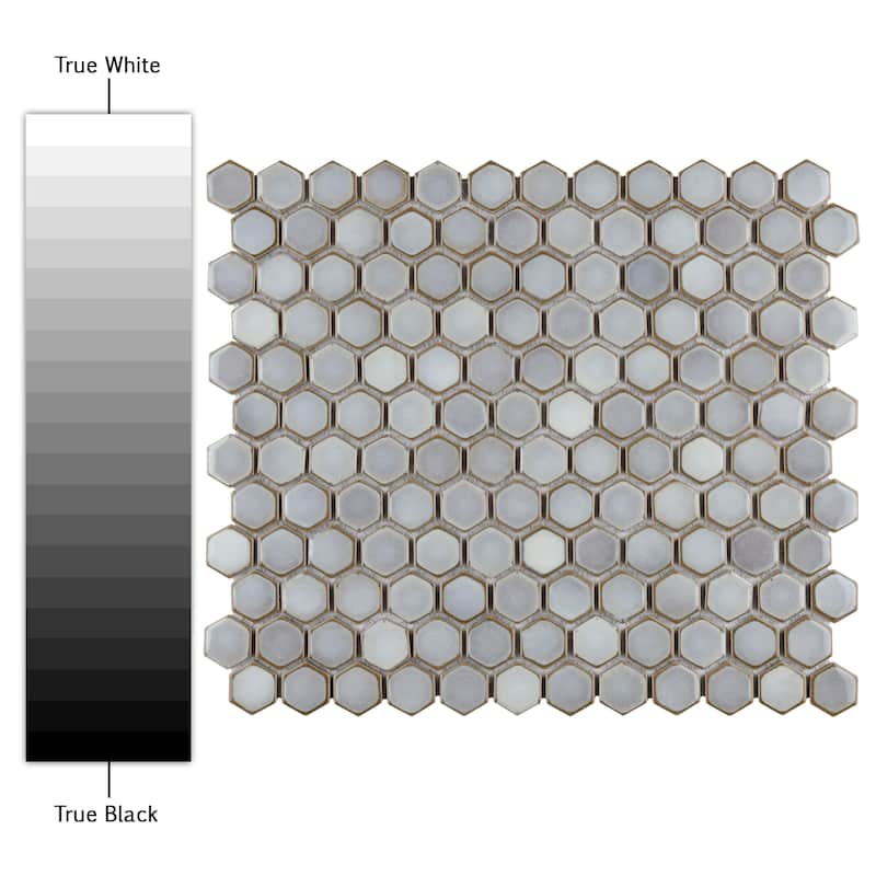 Merola Tile Hudson 1" Hex Grey Eye 11-7/8" x 13-1/4" Porcelain Mosaic Floor and Wall Tile