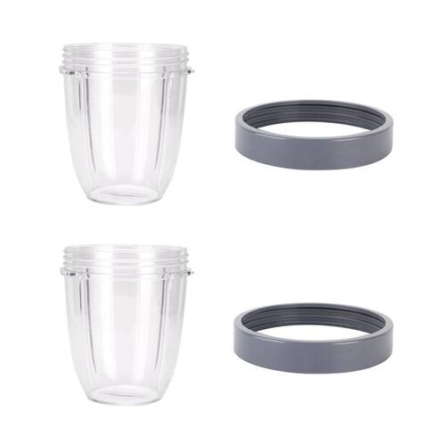 Blendin 2 Pack 18oz Short Capacity Cup with Lip Rings,Fits Nutribullet Blenders