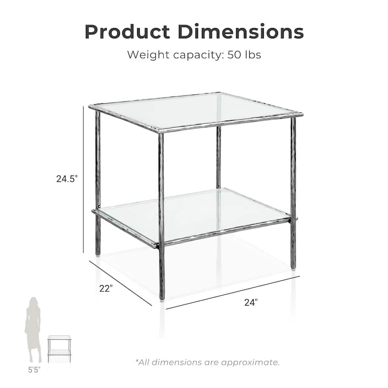 Furniture of America Zayen Modern Hammered Metal 1-Shelf Side Table
