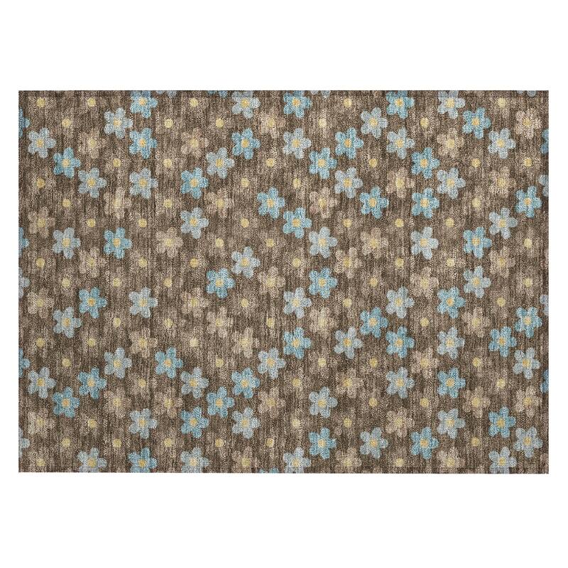 Machine Washable Indoor/ Outdoor Floral Kechi Chantille Rug