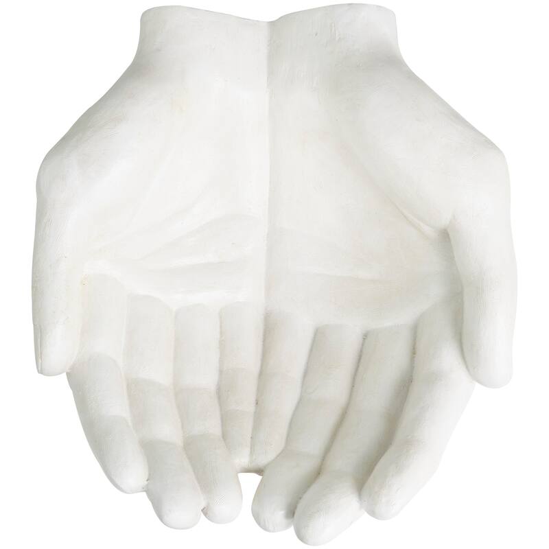 Classic Polystone Open Hands Sculpture - White or Gold