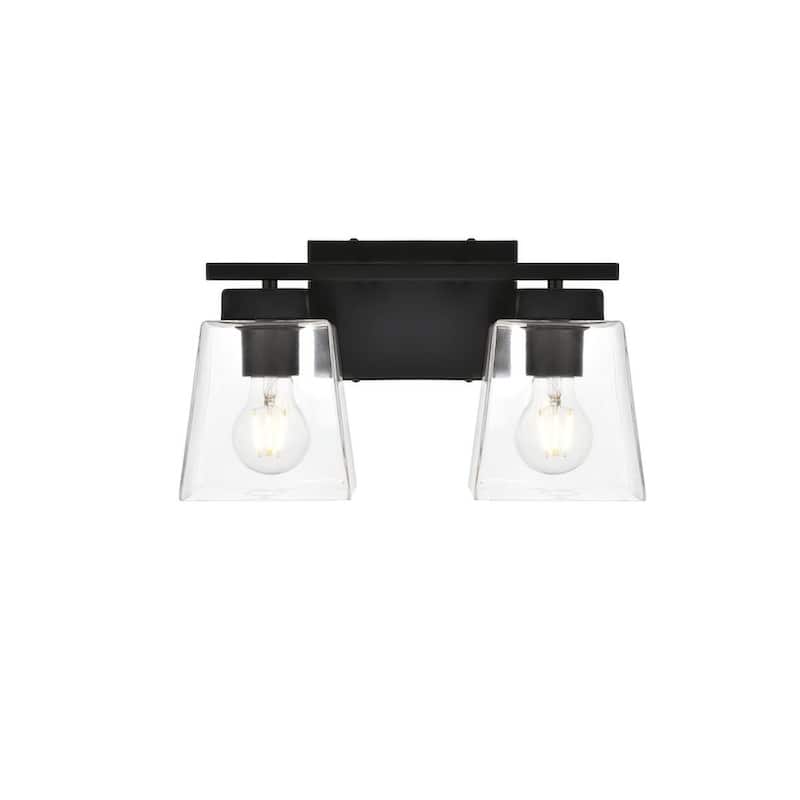Merlin 1 Light Black and Clear Bath Sconce - Black - 14
