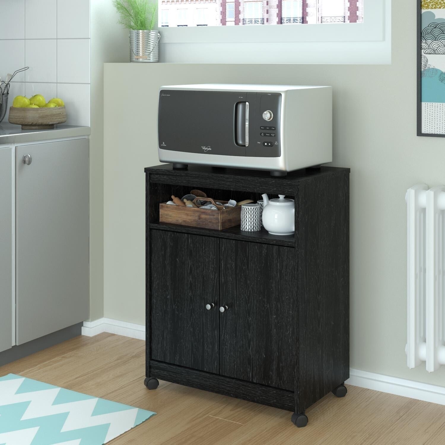 Black Microwave Cart Kitchen Islands and Carts Bed Bath Beyond