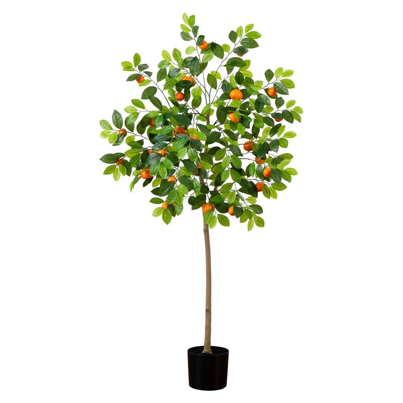 Potted Tangerine Artificial Tree - 5'