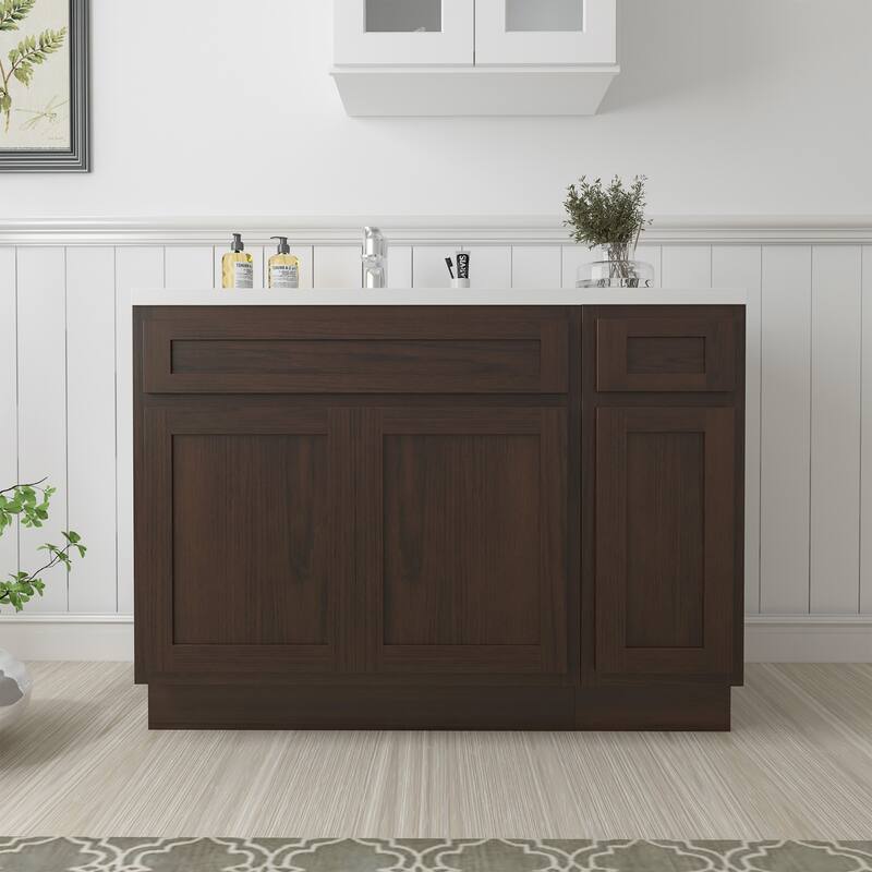 Vanity Art 42" Oak Freestanding Bathroom Vanity Cabinet without Top