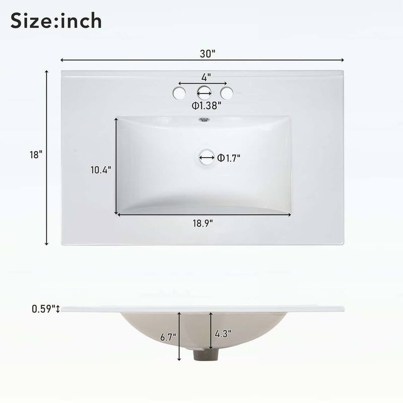 Bathroom Vanity with Ceramic Sink,Soft-Close Door,Multiple Drawers,and Ample Storage for Modern Bathrooms