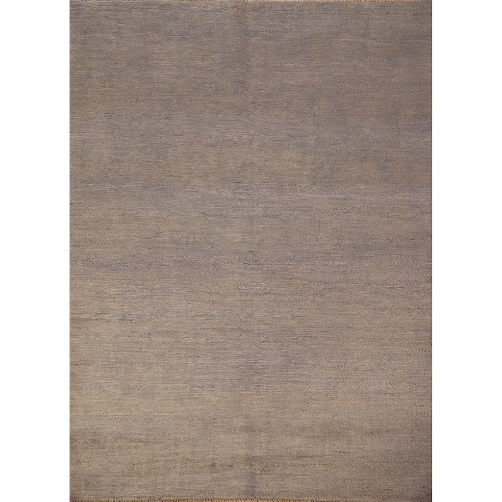 Gray & Beige Gabbeh Modern Area Rug Hand-Knotted Wool Carpet - 4'9" x 6'5"
