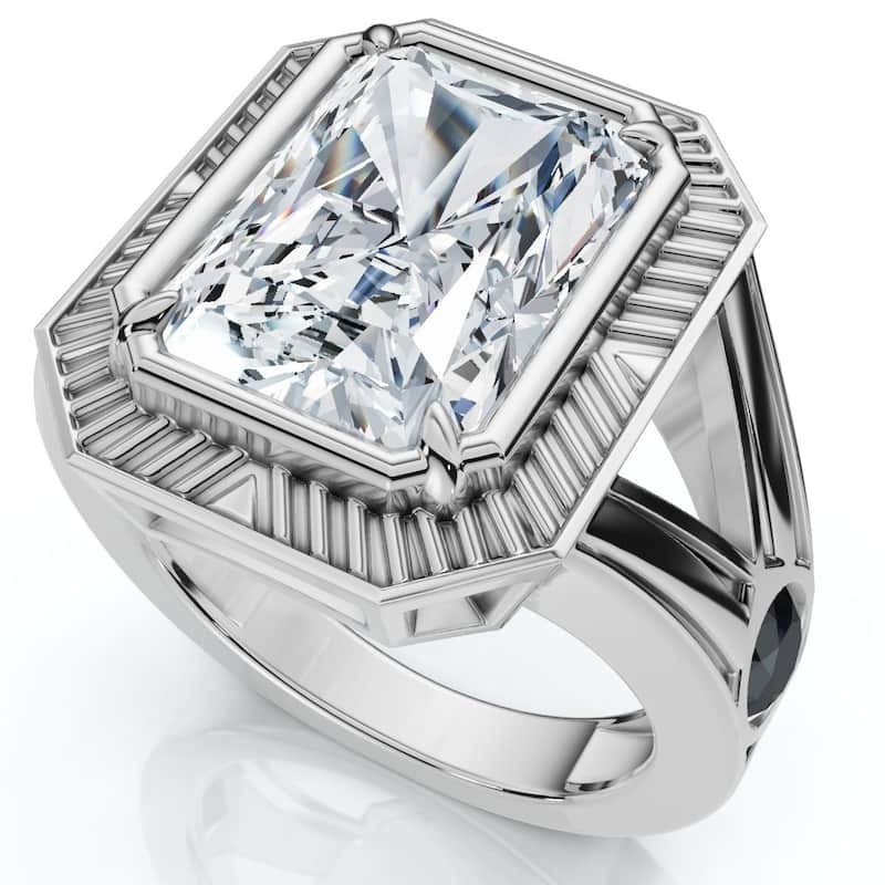 Bliss Diamond Certified 5 1/2Ct Elongated Radiant Cut Engagement Ring Gold Lab Grown