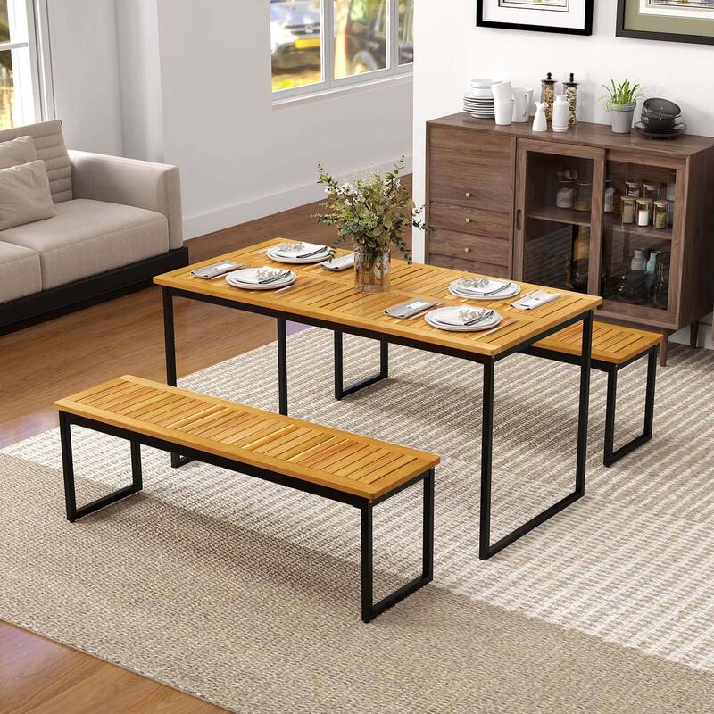Costway 51" Wooden Outdoor Bench Patio Dining Bench with Acacia Wood - See Details