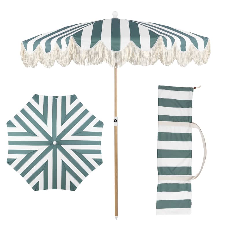 Mariner 6.5ft Classic Fringe Umbrella w/ Tilt & Bag