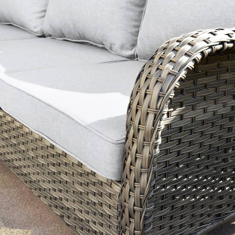 OVIOS 7-piece Patio Swivel Chair Set with 42" Fire Table