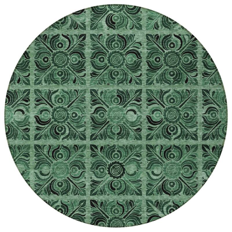 HomeRoots Medallion Transitional Rectangle Outdoor Rug