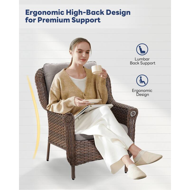 Outside Swivel Chiar Sofa Arm Chair Table Set Brown - Grey