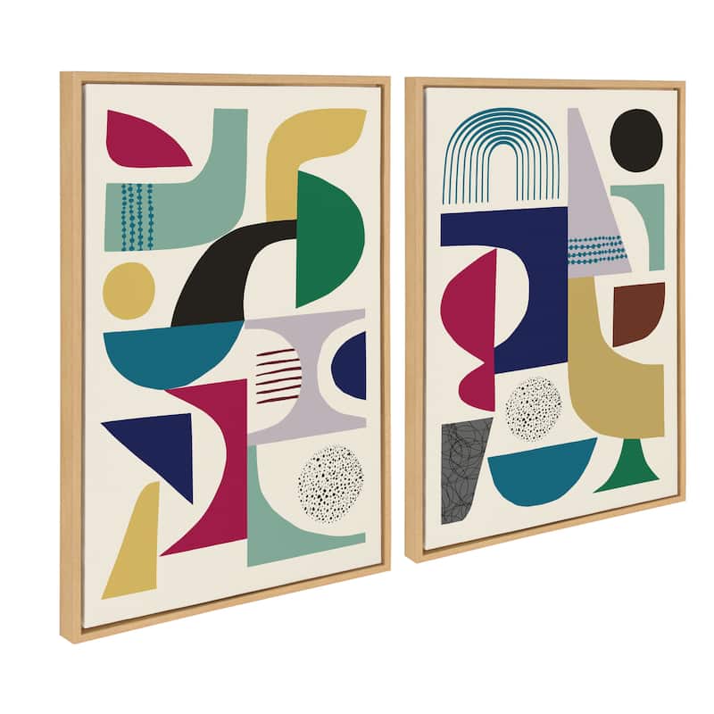 Kate and Laurel Sylvie MCM 01 and 04 Framed Canvas by Rachel Lee - 2 Piece 23x33 - Plastic - Natural