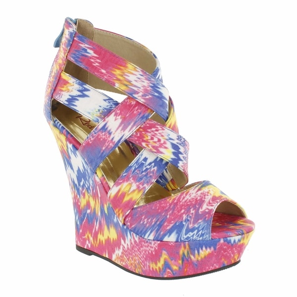 Red Circle Footwear 'Chrissy' Multi Color Print Wedge