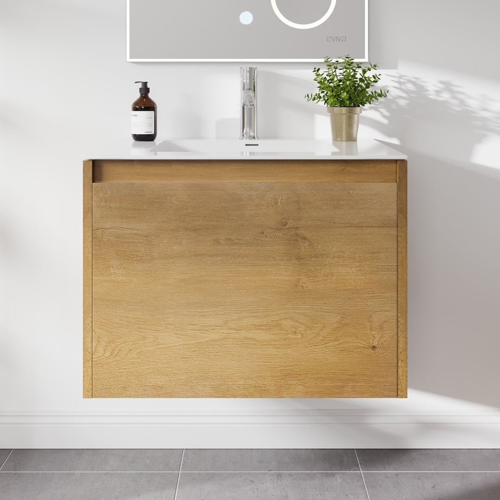 Madeira 24" Oak Bath Vanity with Acrylic Top & Integrated Sink
