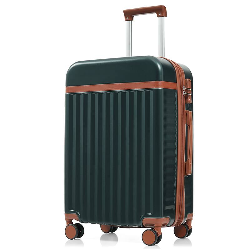 3-Piece, Modern Front-opening Luggage with USB Port and Spinner Wheels, for Boarding Travel, Dark Green