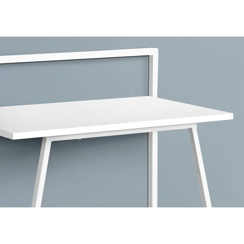 Computer Desk, Home Office, Laptop, 30"l, Work, White Laminate, White Metal, Contemporary - White