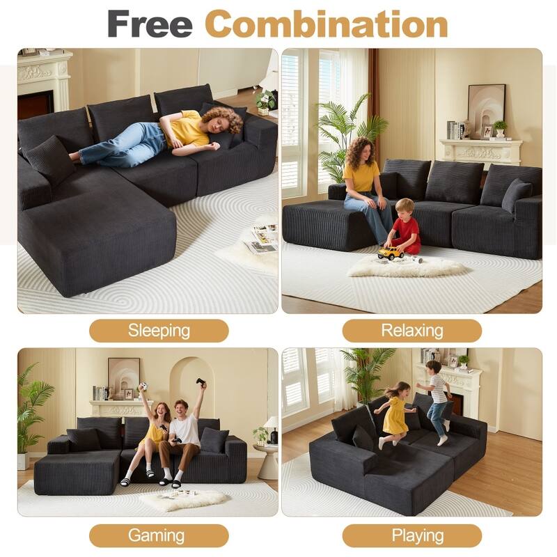 108.30" Modular Sectional Sofa with Chaise andb Deep Seat