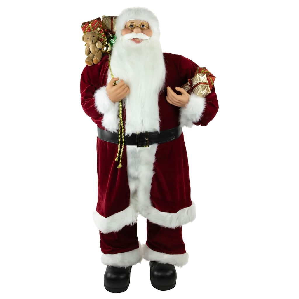 Standing Santa with Presents and Gift Bag Christmas Decoration - 48"