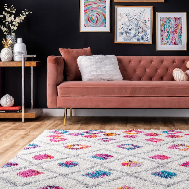 Nuloom Tatyana Moroccan Diamond Trellis Shaggy Area Rug - 2'8" x 12' Runner