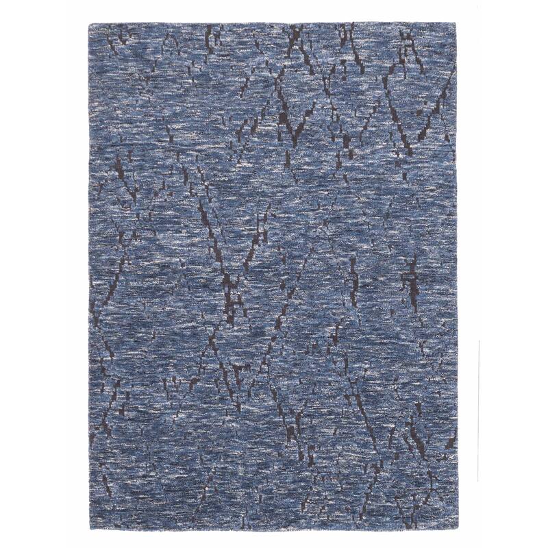 ECARPETGALLERY Hand-knotted Tangier Dark Blue Wool Rug - 5'6 x 7'6