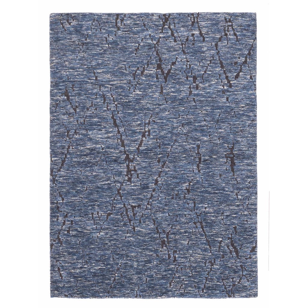ECARPETGALLERY Hand-knotted Tangier Dark Blue Wool Rug - 5'6 x 7'6
