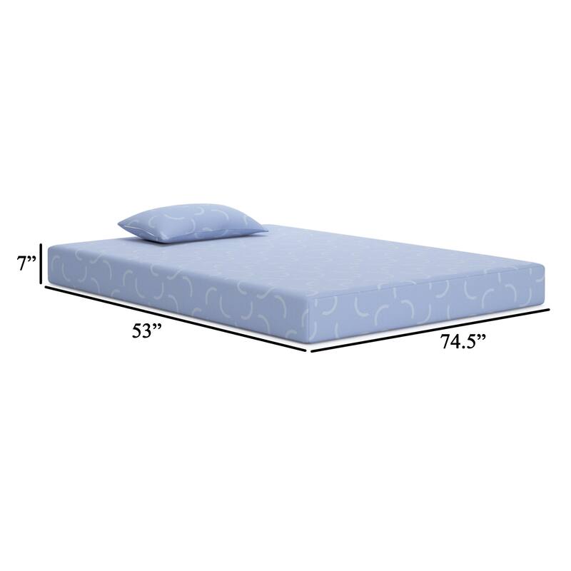 Ruve Full Mattress, Standard Pillow, Memory Foam, Light Blue 7 Inch