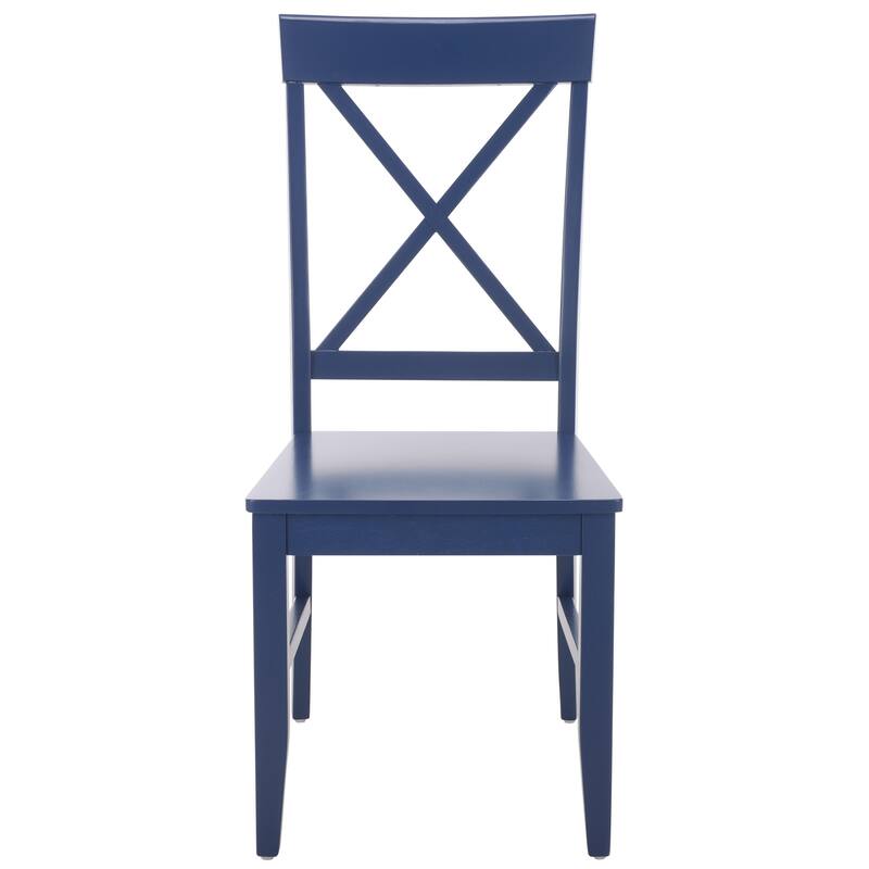 SAFAVIEH HOME Ksenia X-Back Side Chair - 18"W x 22"D x 38"H - Dark Blue