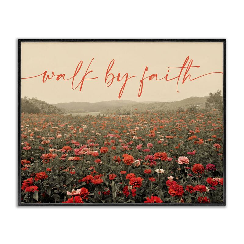 Stupell Walk By Faith Garden Framed Giclee Art Design By GAIL PECK - 20 x 16 - Black