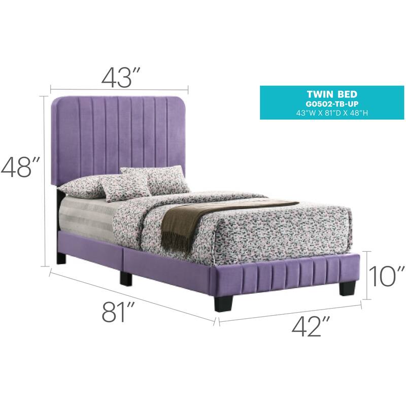 Purple Twin Bed with Contemporary Design, Compact Frame and Durable Build for Kids' Rooms, Guest Spaces or Small Bedrooms