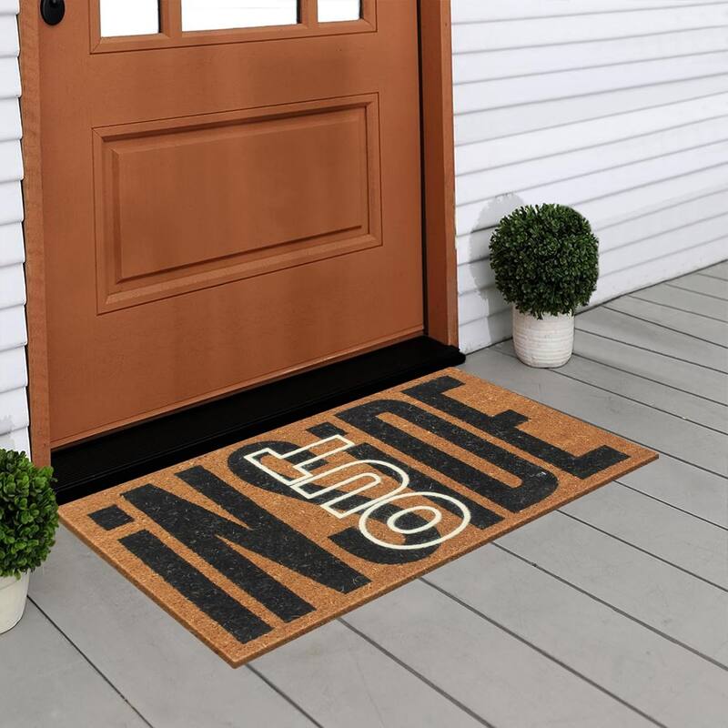 A1HC Natural Coir Doormat with Classic Design PVC Backing low Pile 18"X30" Front Outdoor Double Doormat