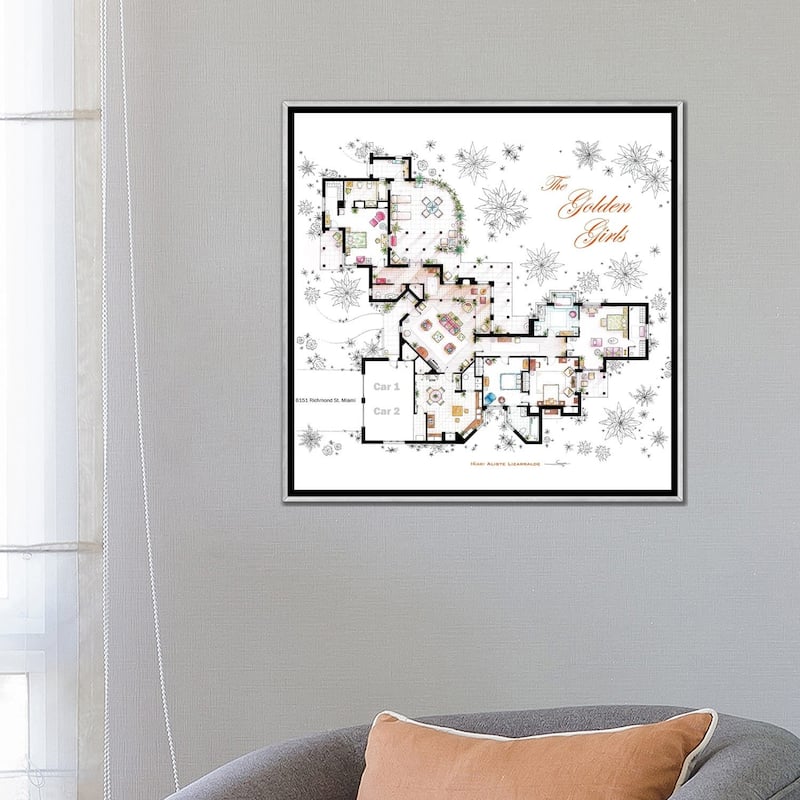 iCanvas "Floorplan From The Golden Girls" by TV Floorplans & More Framed