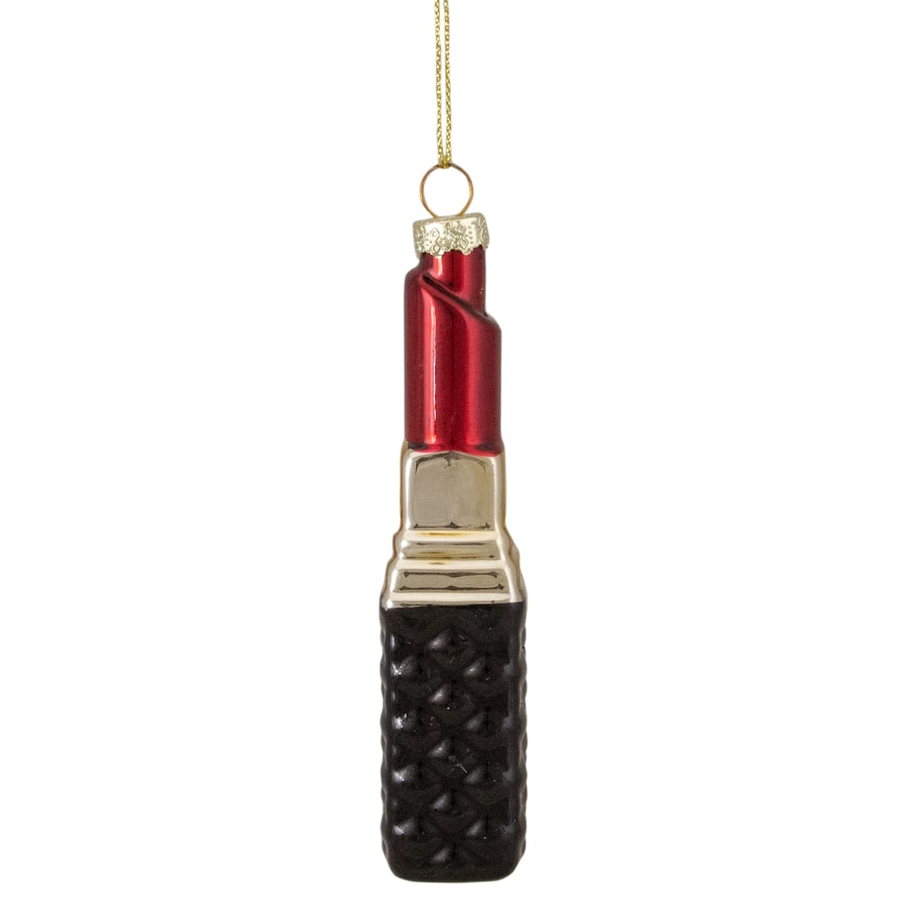 4.75" Red Lipstick Glass Christmas Ornament