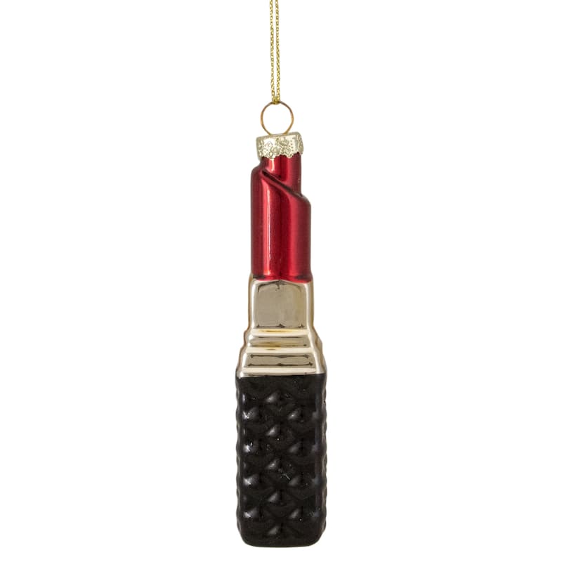 4.75" Red Lipstick Glass Christmas Ornament