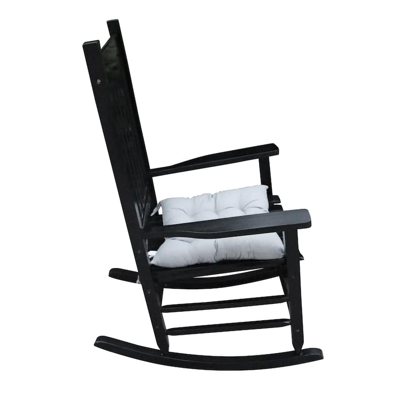 Outdoor Solid Wood Rocking Chair with Wide Seat, Terrace Arm Chairs with Slatted Back for Balcony, Porch, Garden