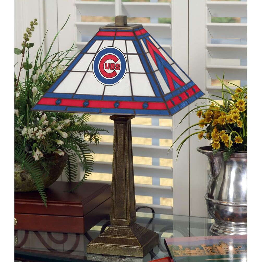 Chicago Cubs Stained Glass Mission Style Table Lamp Multi Overstock 31730803