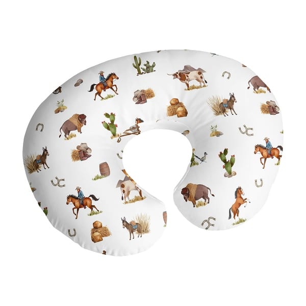 slide 2 of 6, Sweet Jojo Designs Western Cowboy Boy Nursing Breastfeeding Pillow Cover Case (Pillow Not Included) Wild West Horse Cow Animal