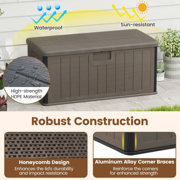 HDPE Outdoor Storage Deck Box with Aluminum Lid and Bench Top - 51" x 25" x 23"